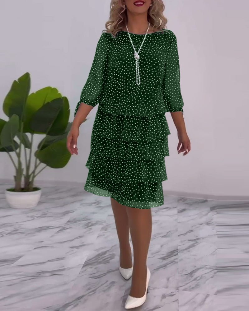 Adriela® | Elegant Polka Dot Layered Dress
