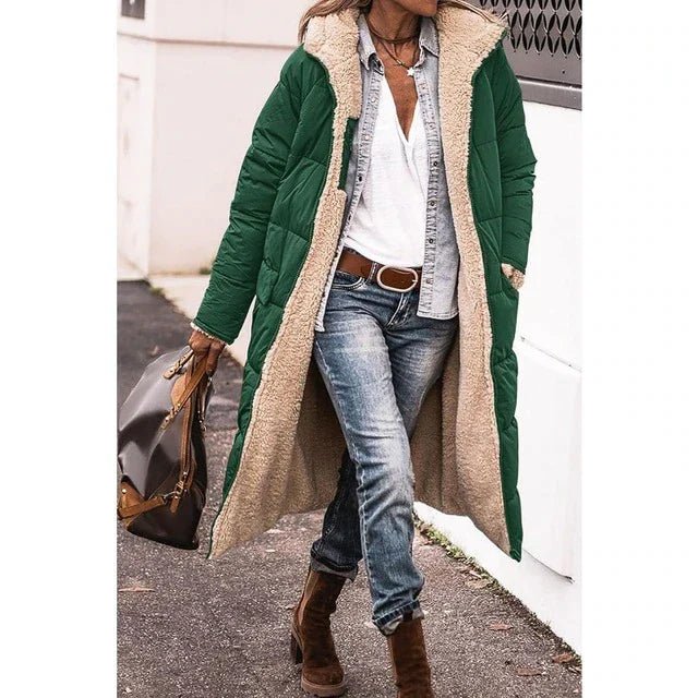 Claudia | Longer Fleece Coat with Hood and Casual Cut