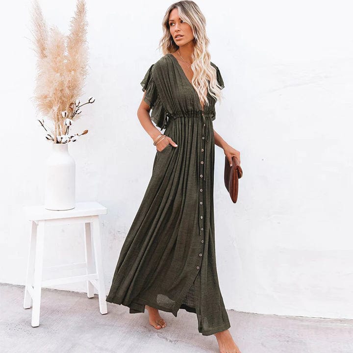 Apolline® | Maxi Dark Green Ibiza Dress