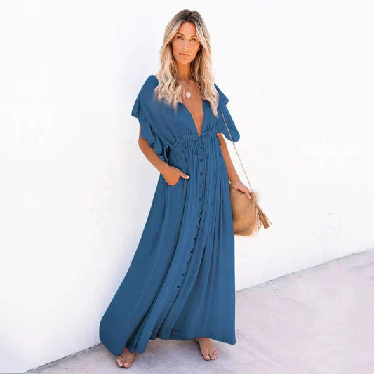Blythe® | Maxi navy blue Ibiza beachwear