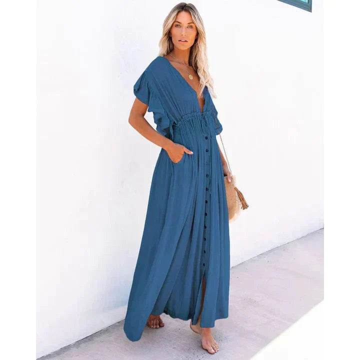 Blythe® | Maxi navy blue Ibiza beachwear