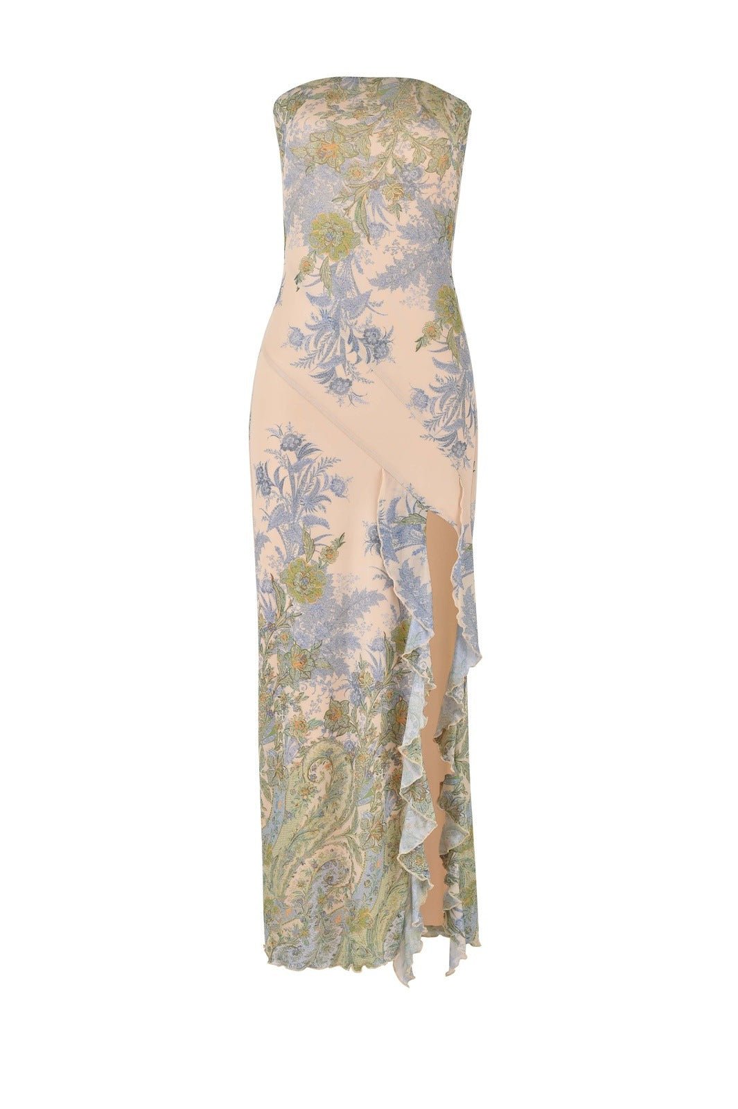 Consuelo® | Printed strapless midi dress with slit