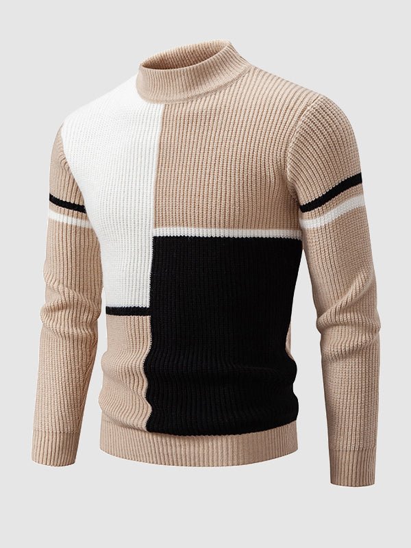 Terrence | Men's Mock Neck Color Block Sweater