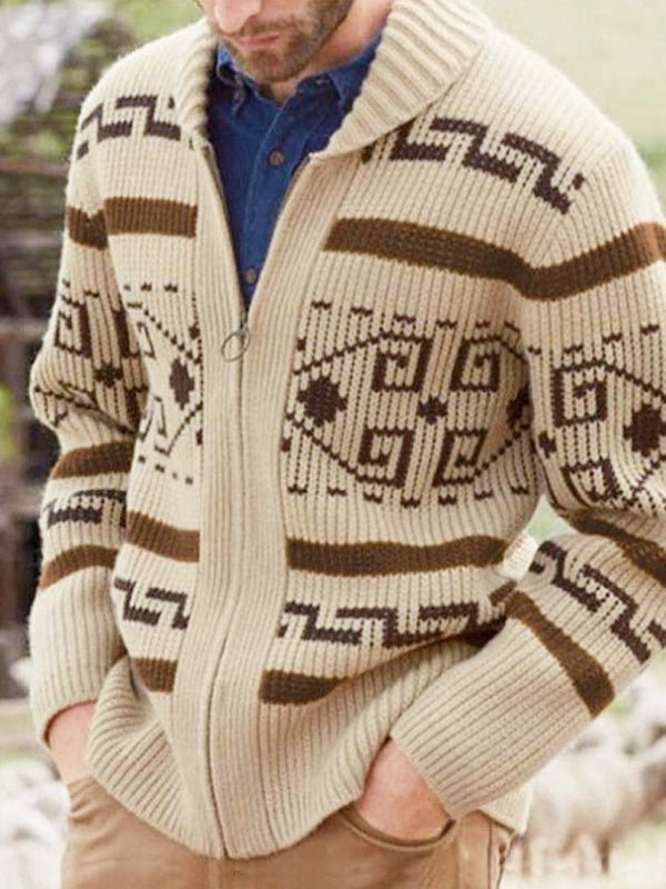Joel | Men's Shawl Collar Patterned Cardigan