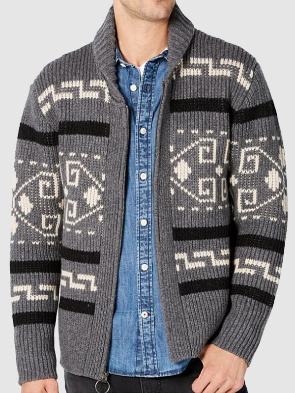 Joel | Men's Shawl Collar Patterned Cardigan