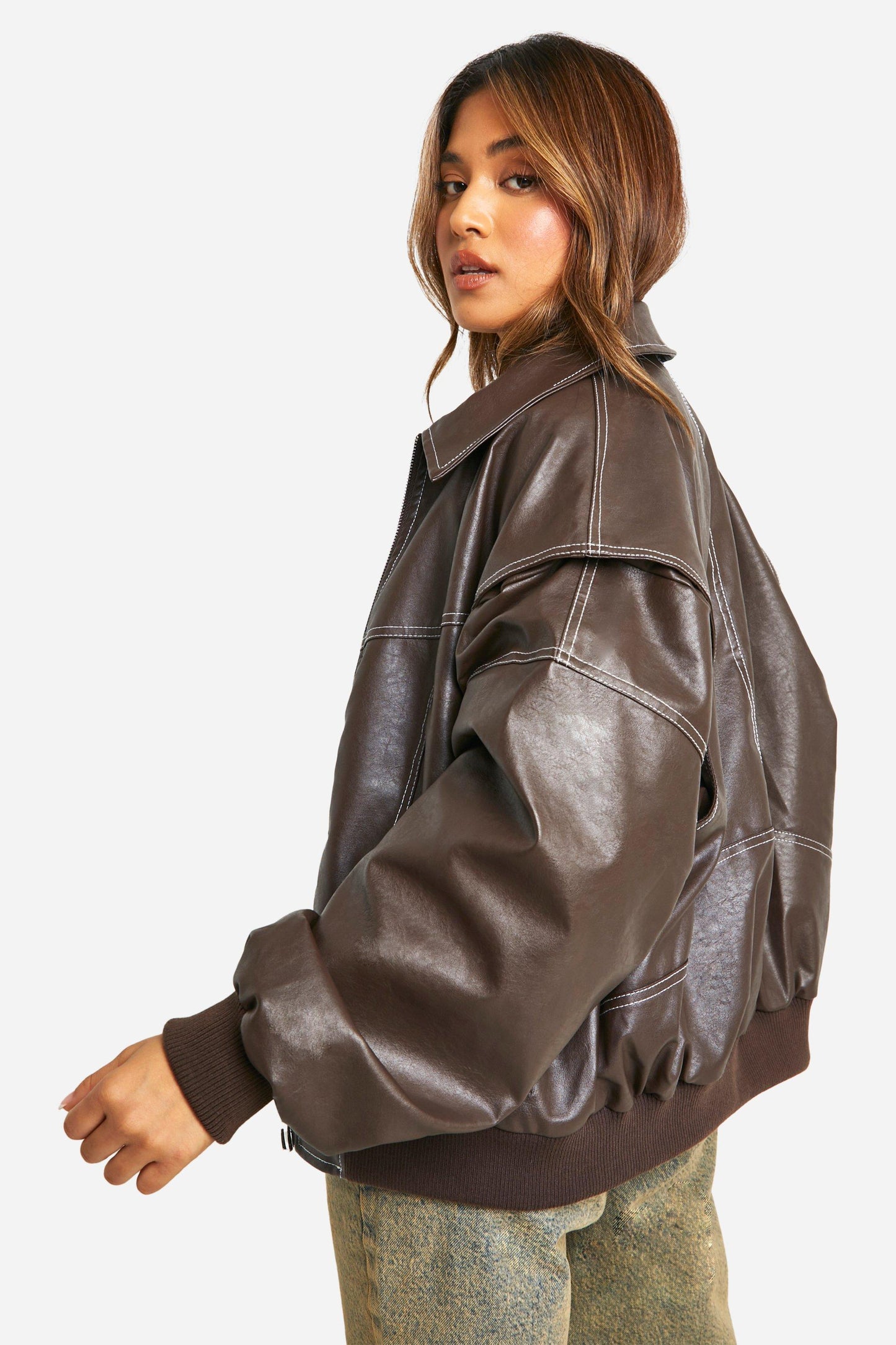 Elena® | Trendy leather bomber jacket