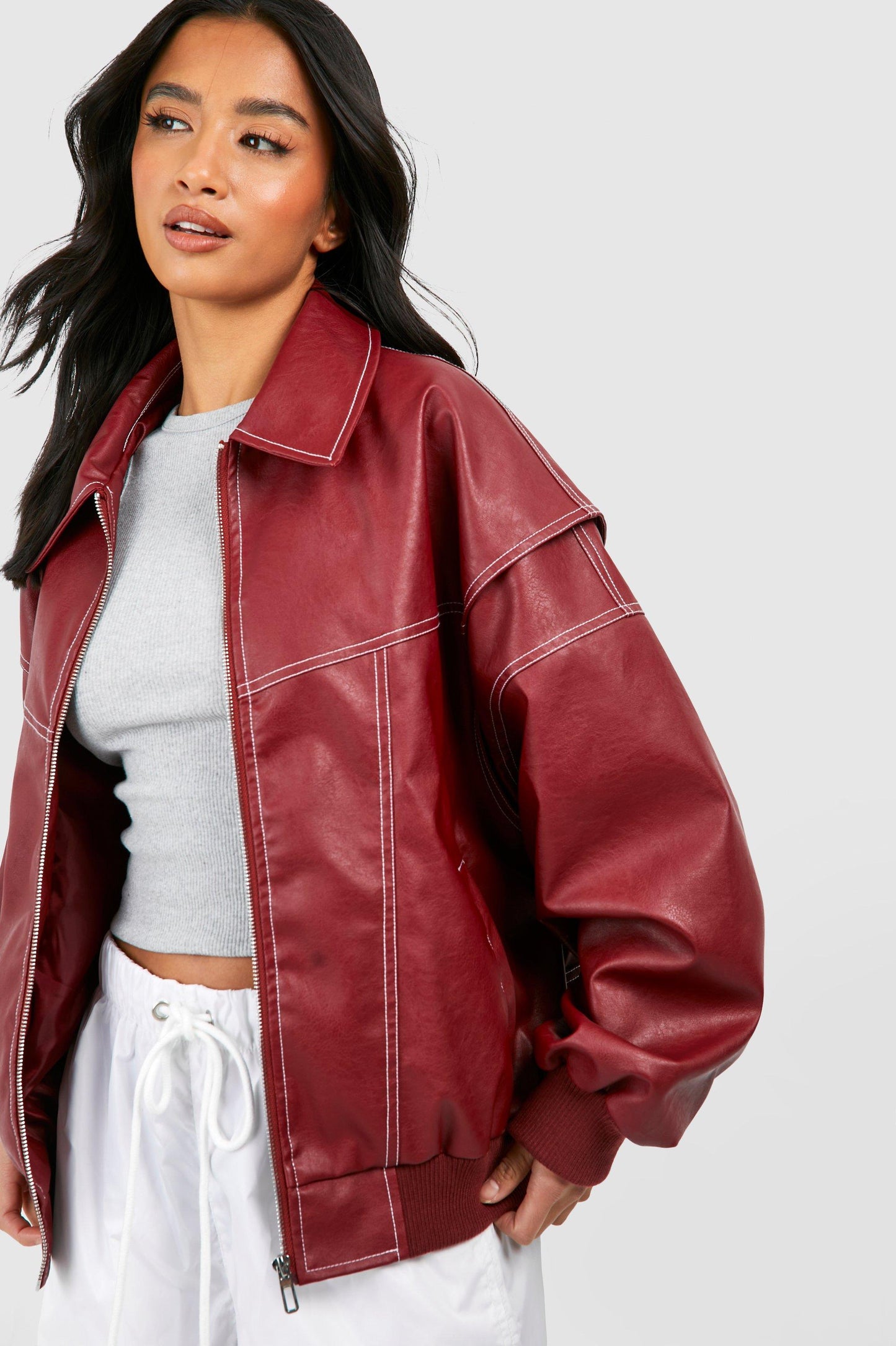Elena® | Trendy leather bomber jacket