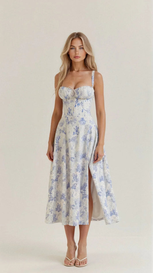 Nora | Elegant Floral Bustier Midriff Waist Shaper Dress