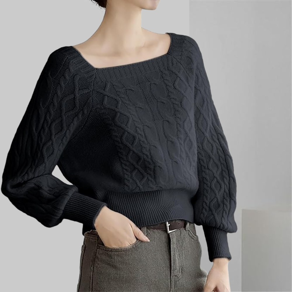 Ava® | Trendy knitted sweater with puff sleeves