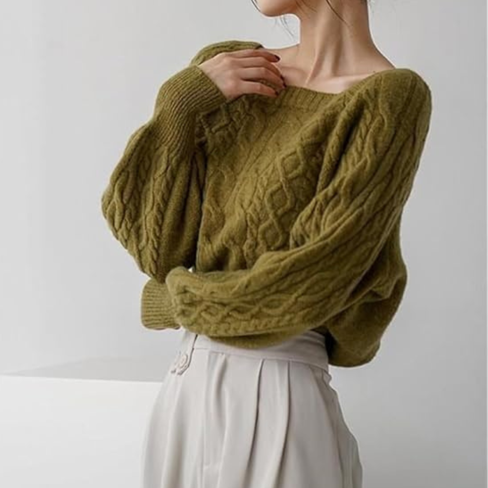 Ava® | Trendy knitted sweater with puff sleeves