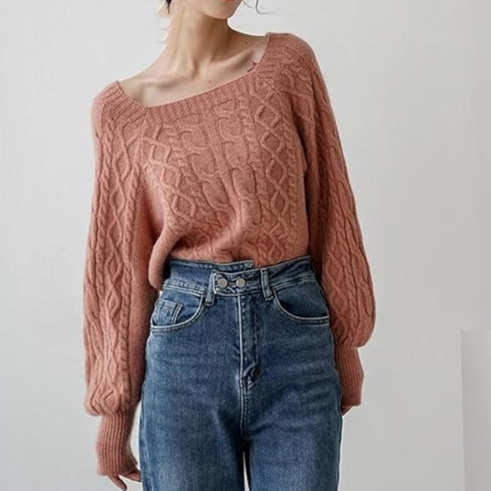 Ava® | Trendy knitted sweater with puff sleeves