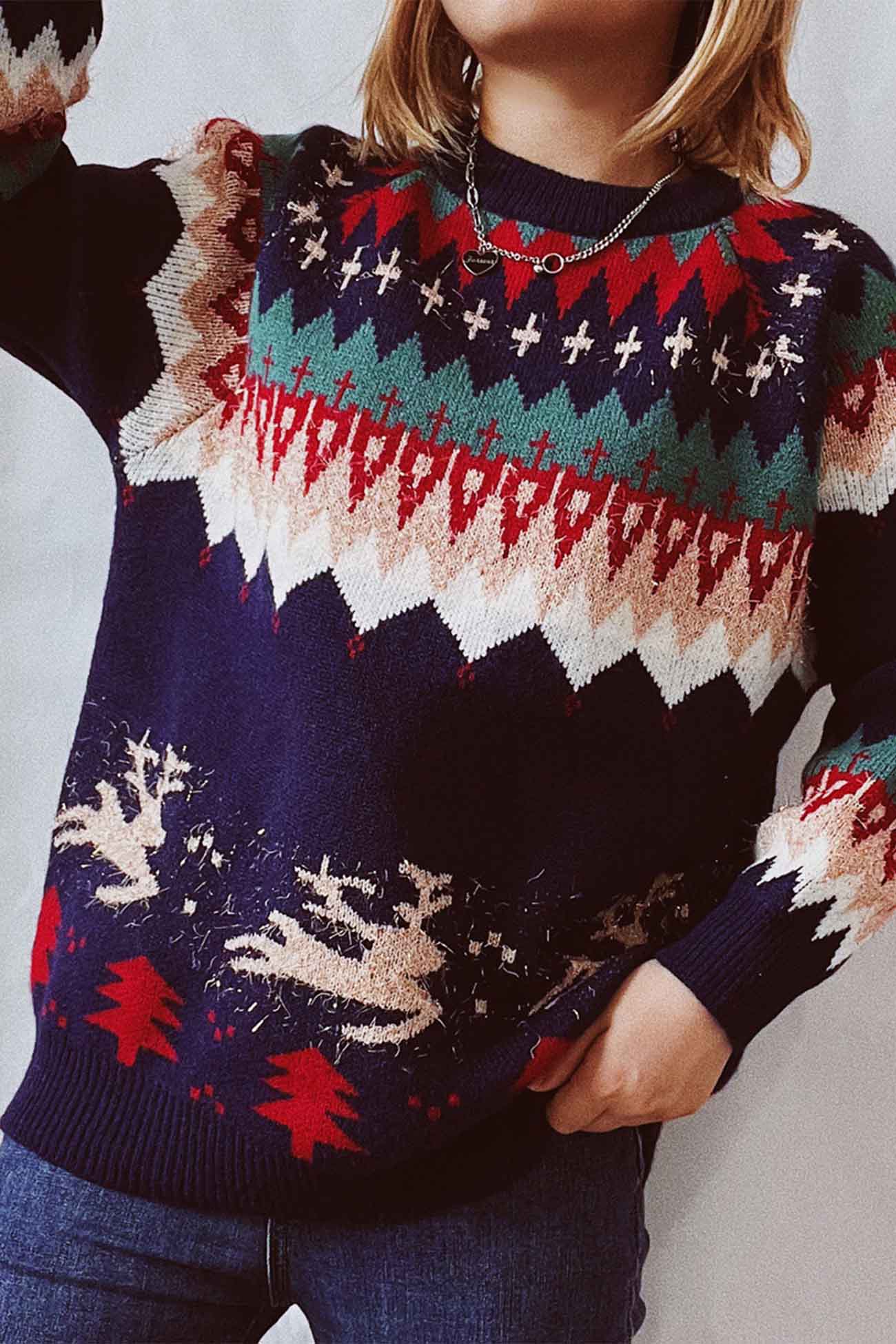 Alicia® | Drop Shoulder Crew Neck Long Sleeve Sweater