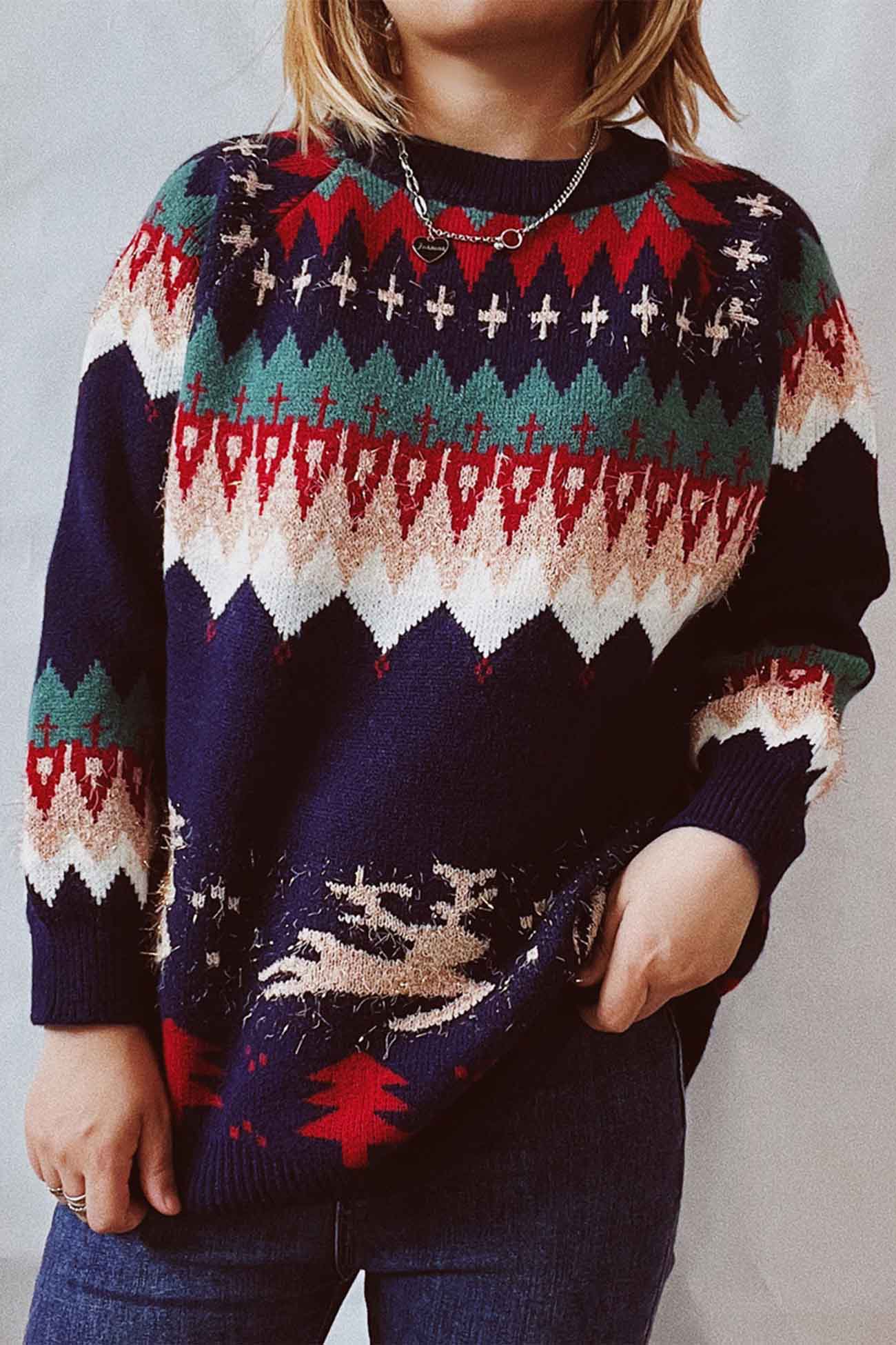 Alicia® | Drop Shoulder Crew Neck Long Sleeve Sweater