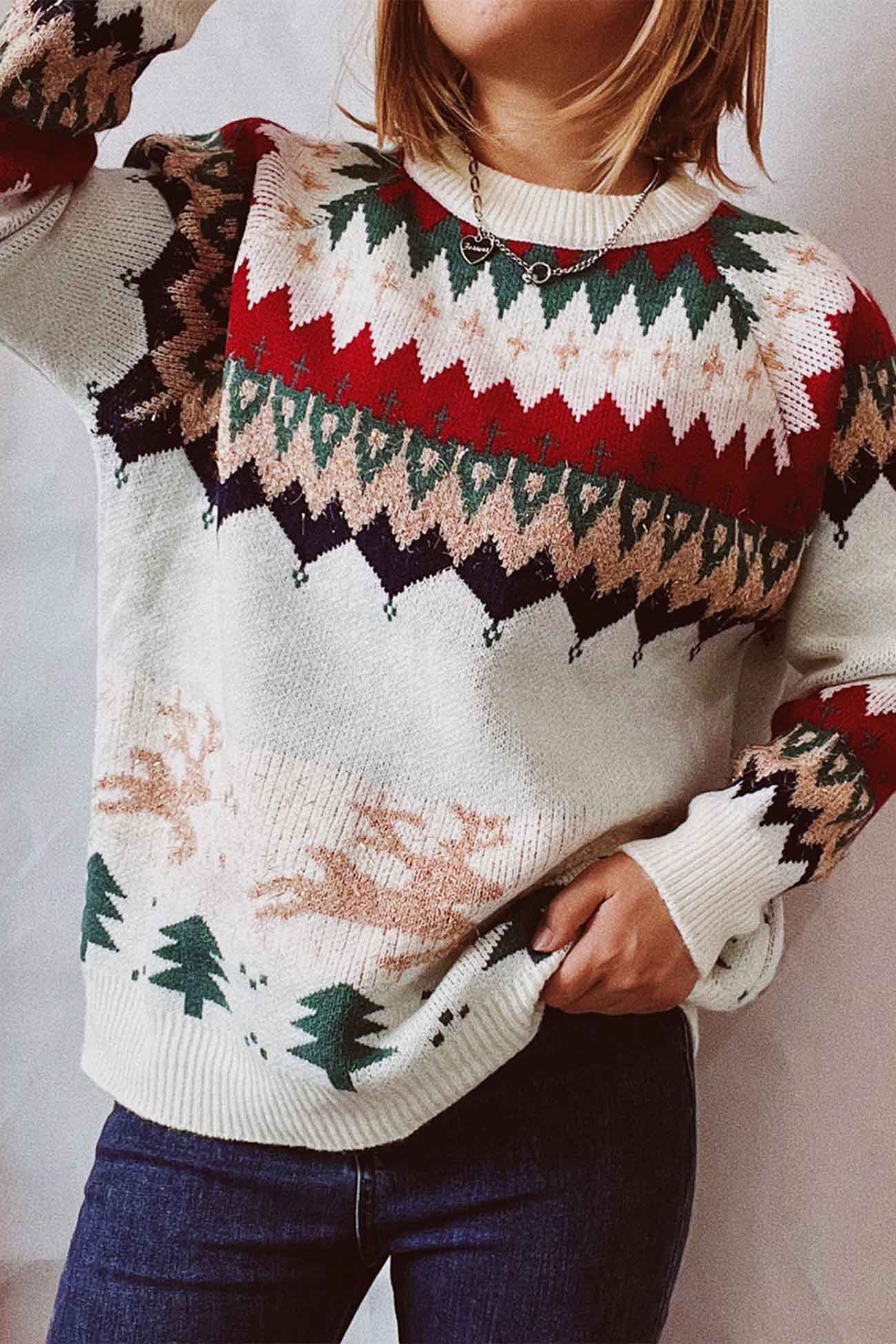 Alicia® | Drop Shoulder Crew Neck Long Sleeve Sweater