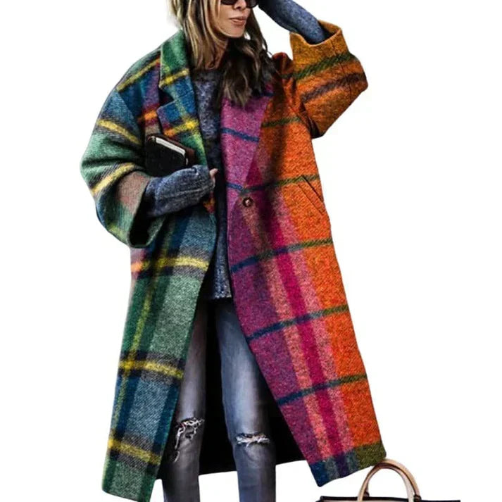 Hannah | Stylish Long Plaid Coat
