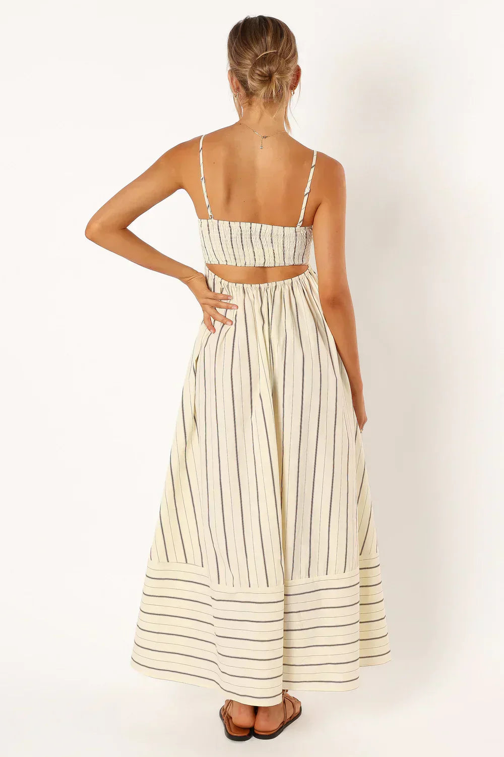 Alina® | Casual long striped dress with spaghetti straps