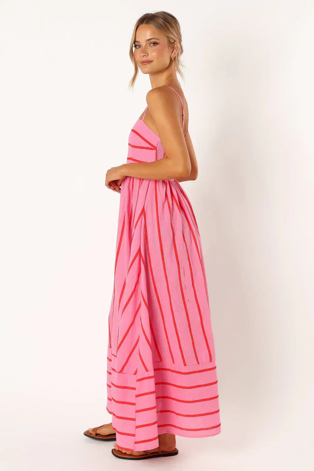 Alina® | Casual long striped dress with spaghetti straps