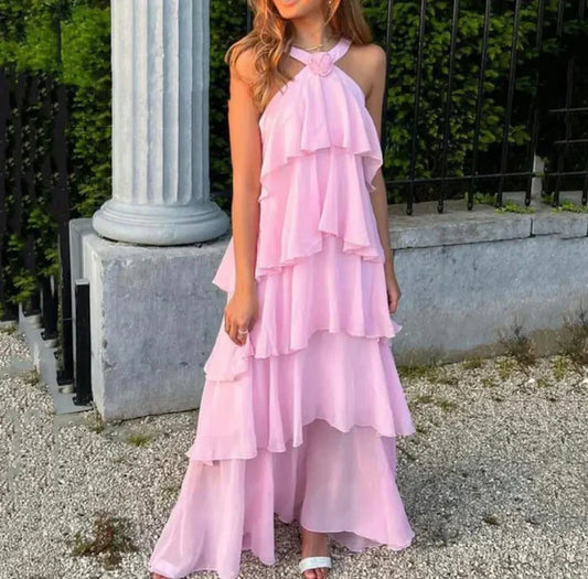 Melinda | Elegant Maxi Dress with Floral Accents