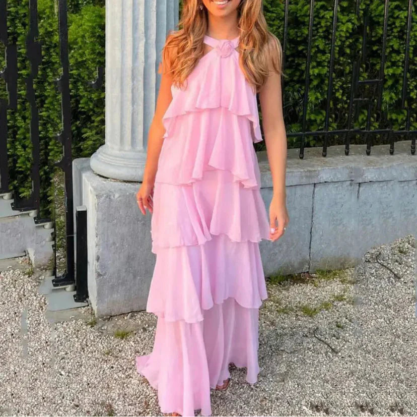 Melinda | Elegant Maxi Dress with Floral Accents