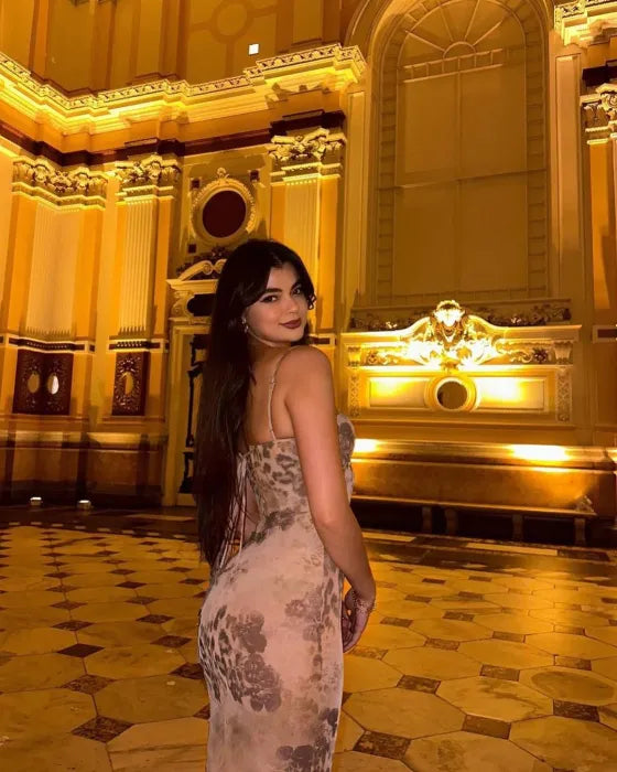 Charlene | Elegant Sheer Maxi Dress in Earthy Tones