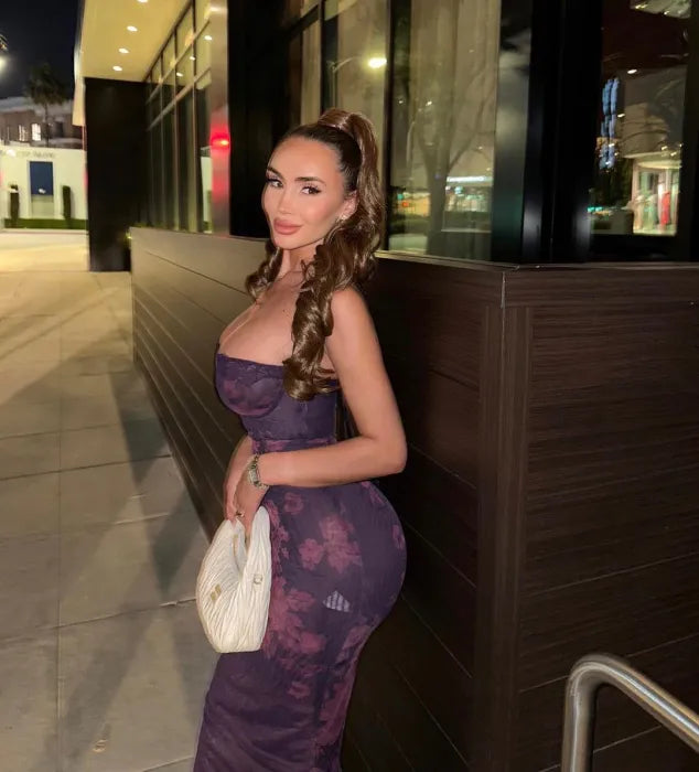 Charlene | Elegant Sheer Maxi Dress in Earthy Tones