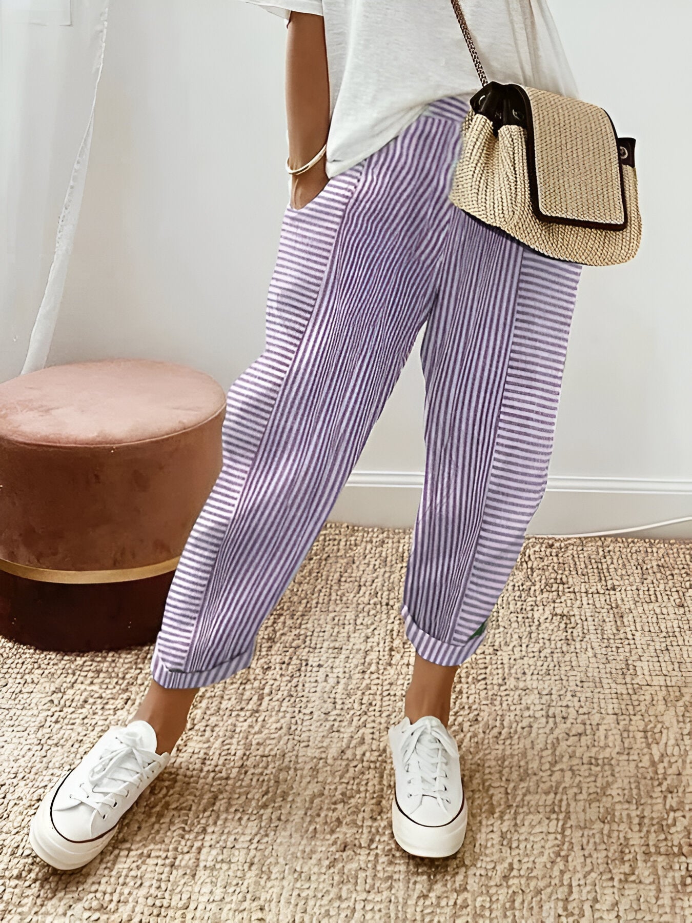 Bella® | Striped cotton trousers for an effortless style