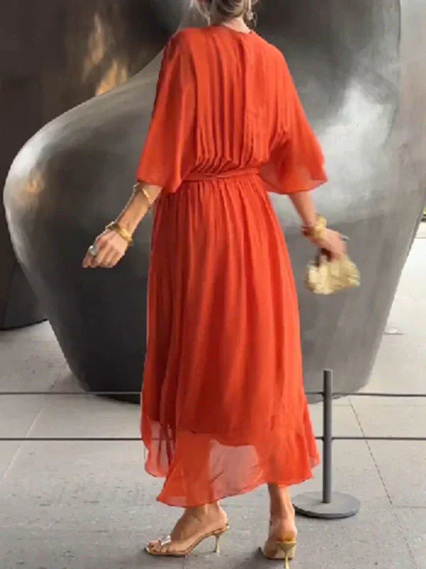 Whitney | Elegant Soft V-Neck Silk Dress for Women