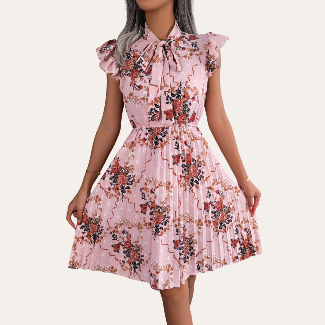 Vestea | Elegant Floral Dress with Bow