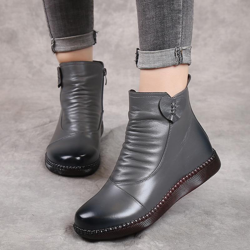 Women’s Ankle Boots – Sleek Fit – Leather – Ruched Front – Side Zipper – Casual Style