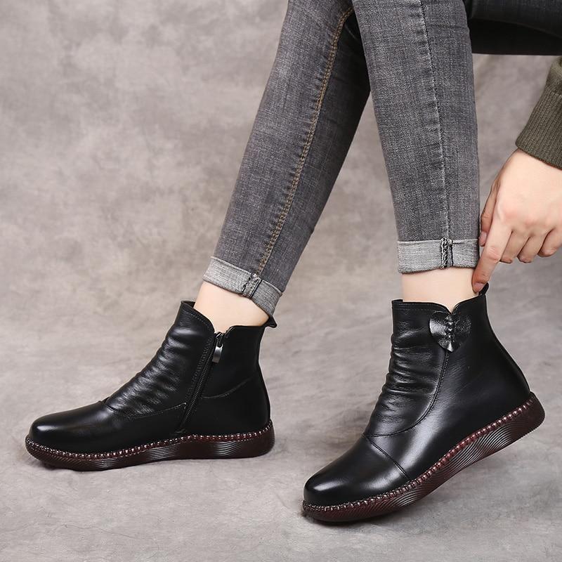 Women’s Ankle Boots – Sleek Fit – Leather – Ruched Front – Side Zipper – Casual Style