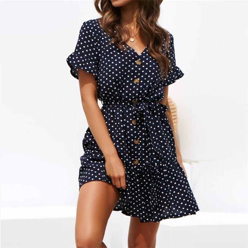 Dominga® | Short Sleeve Dress With Polka Dot