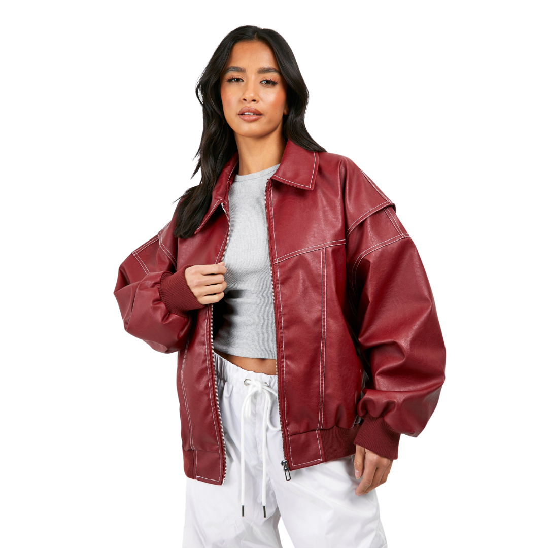 Elena® | Trendy leather bomber jacket