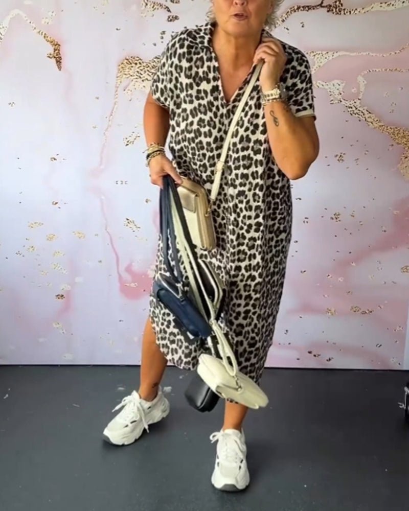 Elisa® | V-Neck Dress With Leopard Print
