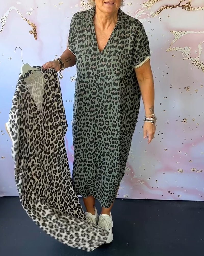 Elisa® | V-Neck Dress With Leopard Print