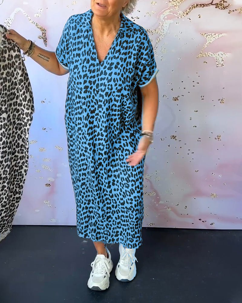 Elisa® | V-Neck Dress With Leopard Print