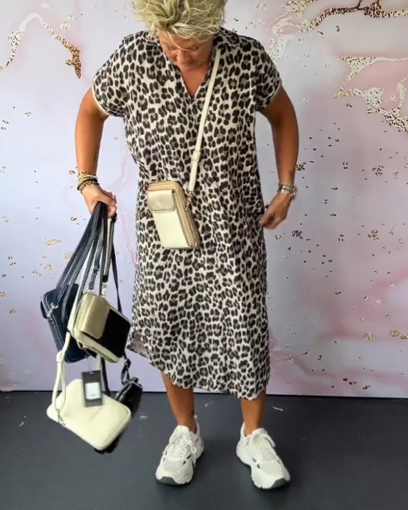 Elisa® | V-Neck Dress With Leopard Print