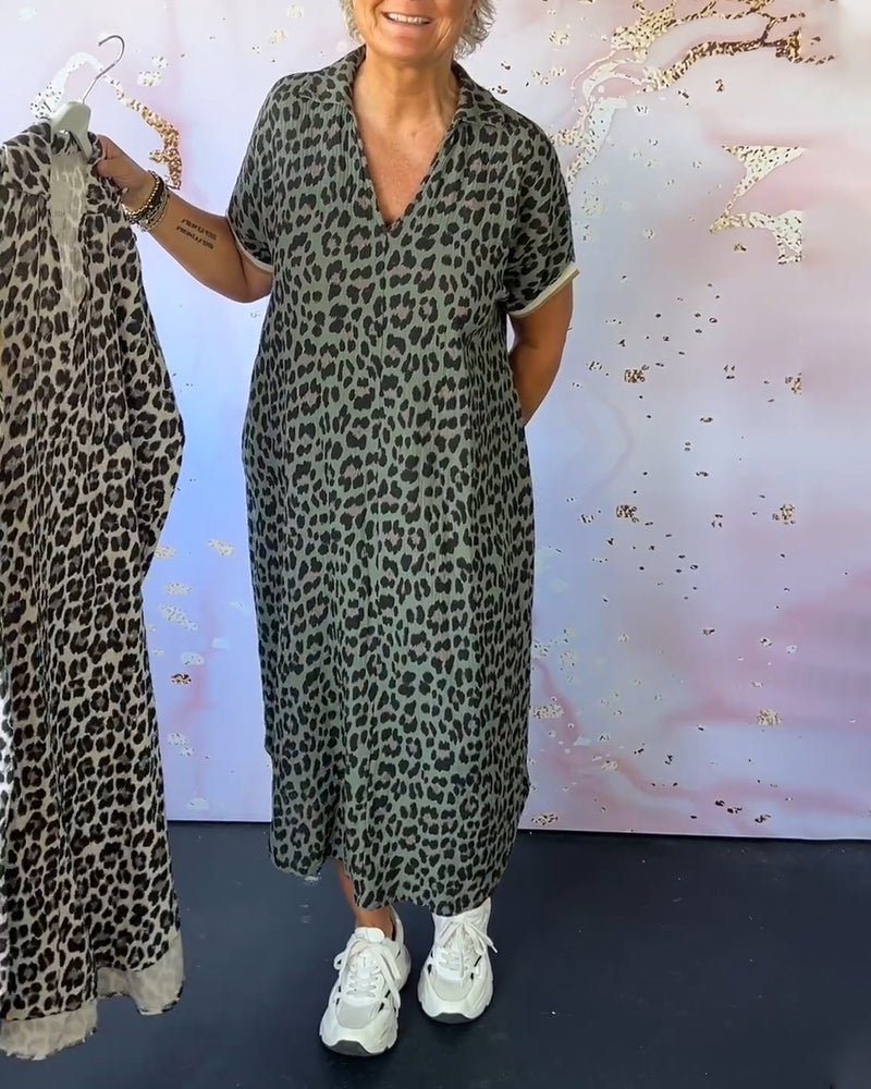 Elisa® | V-Neck Dress With Leopard Print