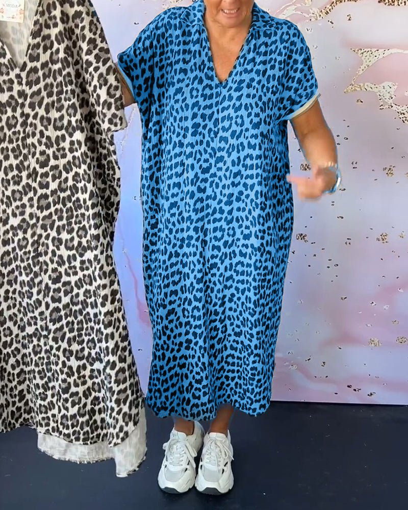 Elisa® | V-Neck Dress With Leopard Print