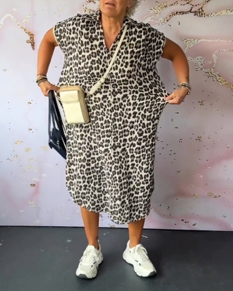 Elisa® | V-Neck Dress With Leopard Print