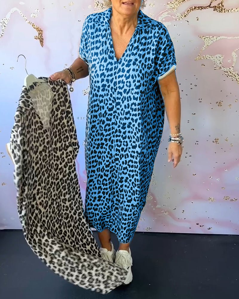 Elisa® | V-Neck Dress With Leopard Print