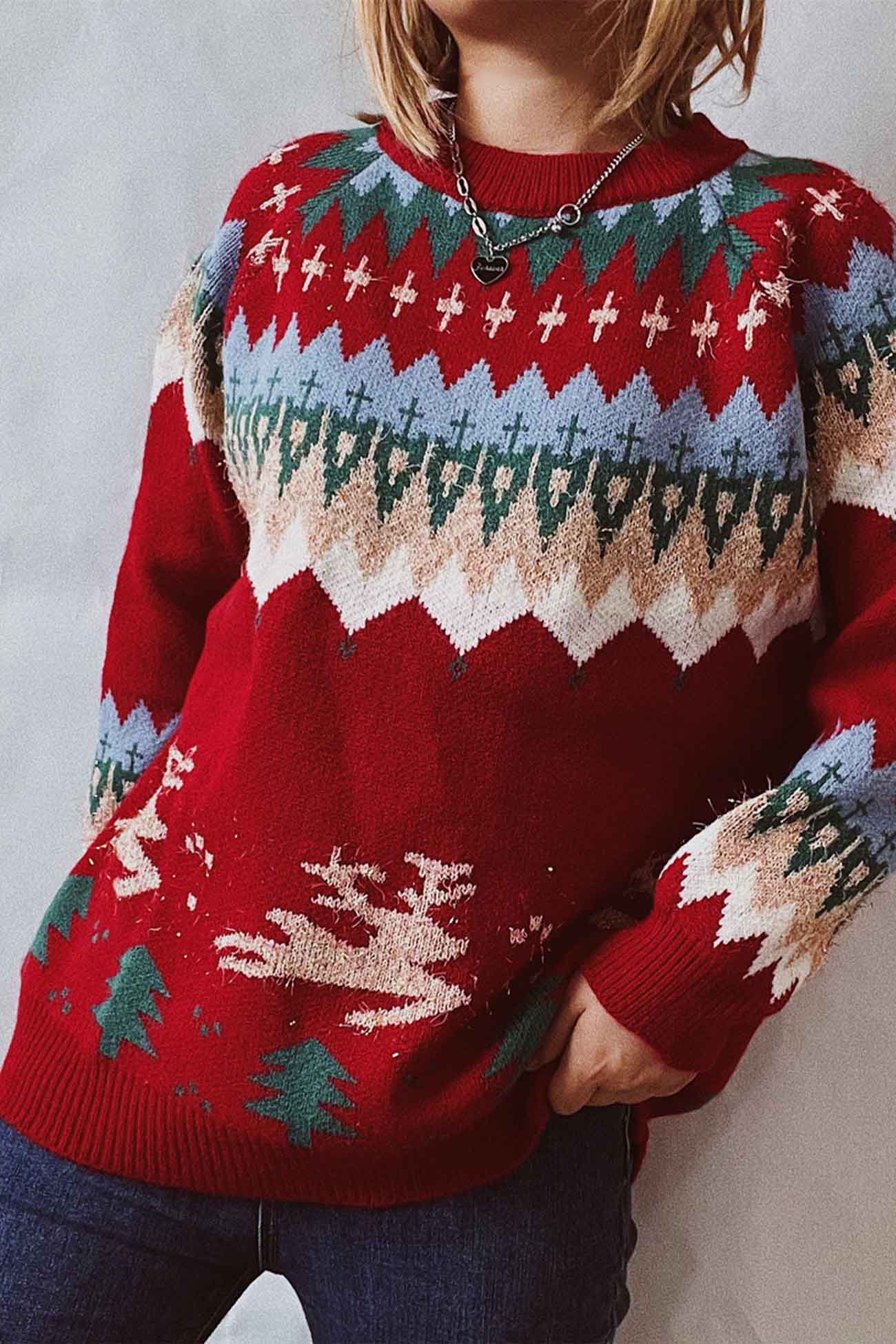 Alicia® | Drop Shoulder Crew Neck Long Sleeve Sweater