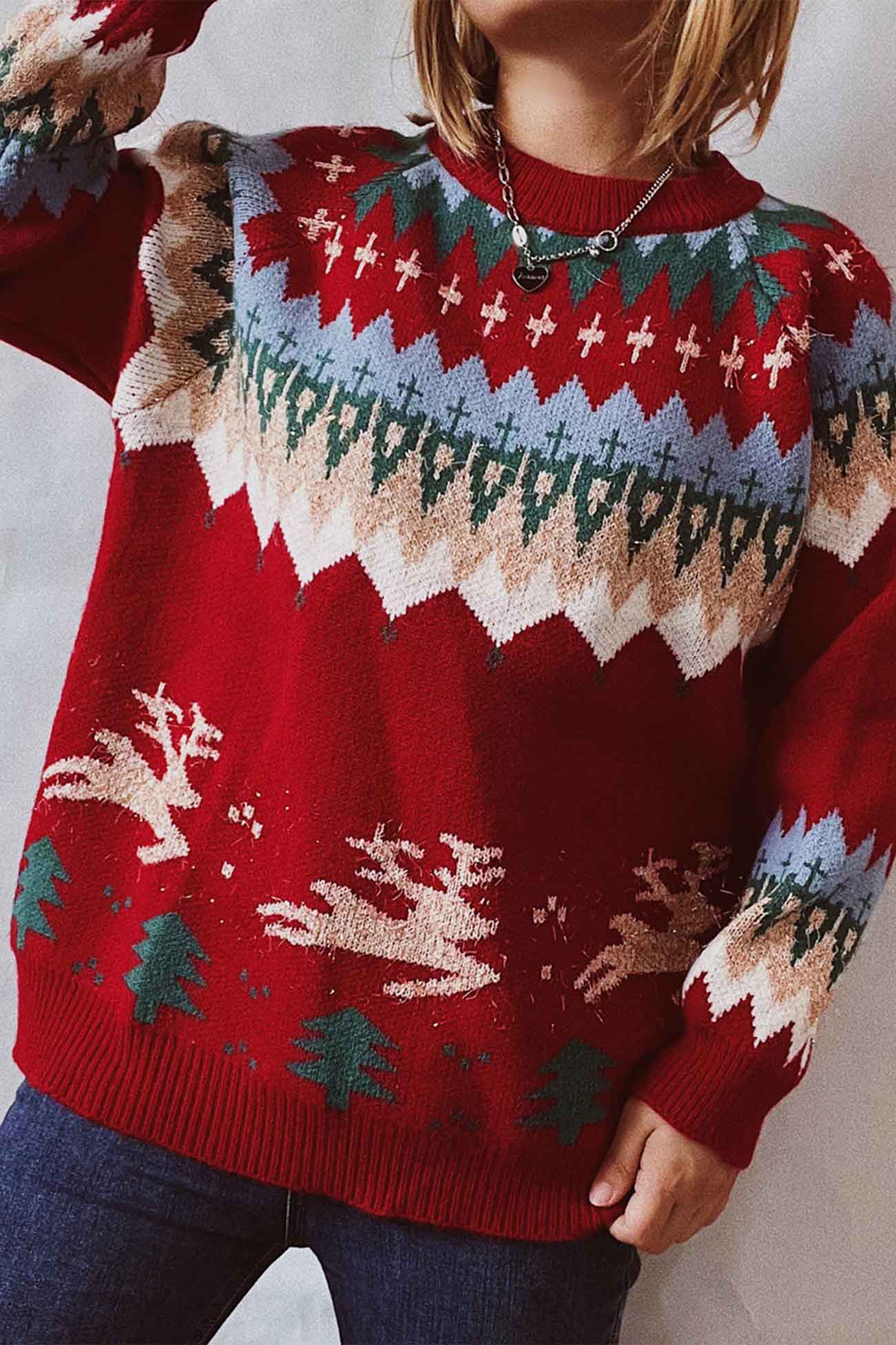 Alicia® | Drop Shoulder Crew Neck Long Sleeve Sweater