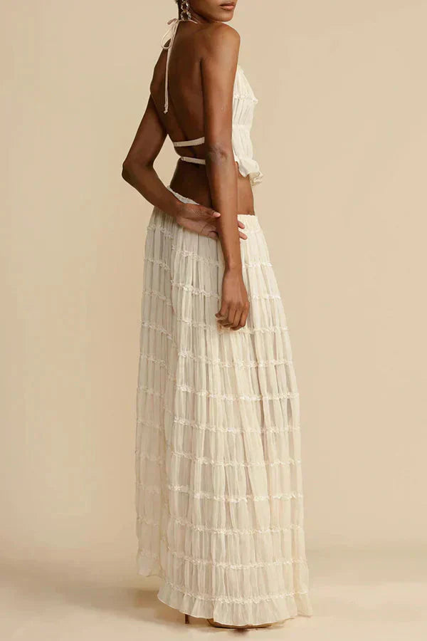Brigid® | Set of halter top and long skirt in beige