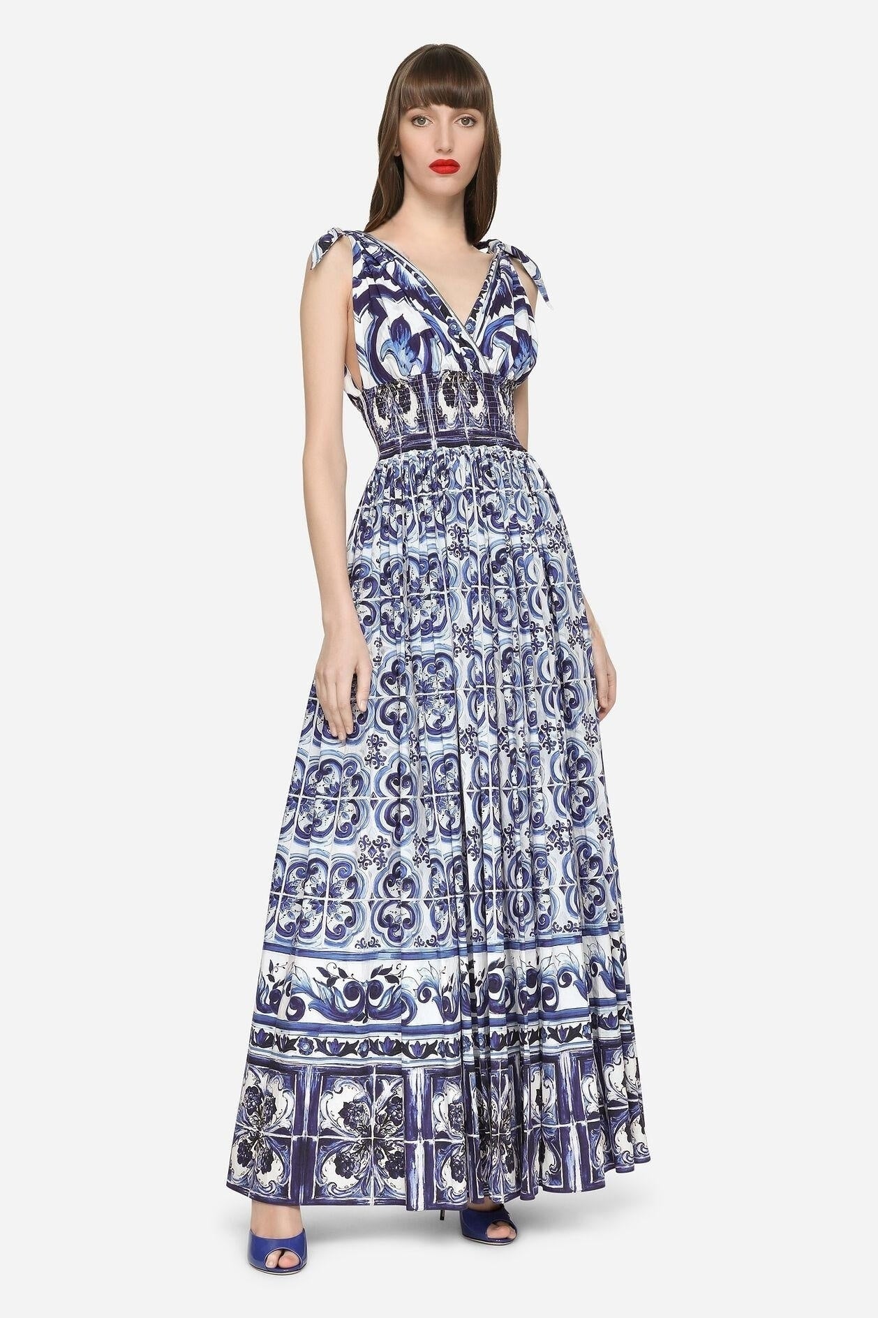 Barbara® | Printed maxi dress with tied straps