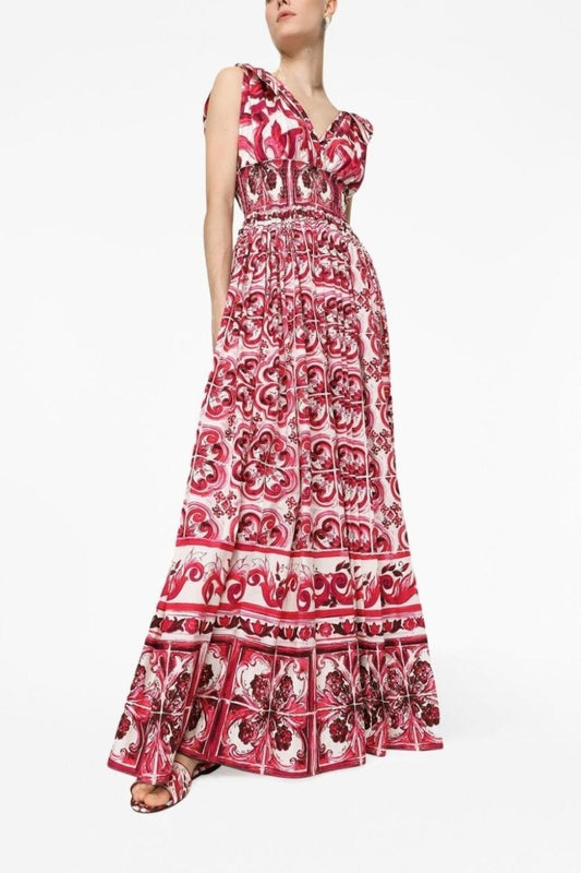 Barbara® | Printed maxi dress with tied straps