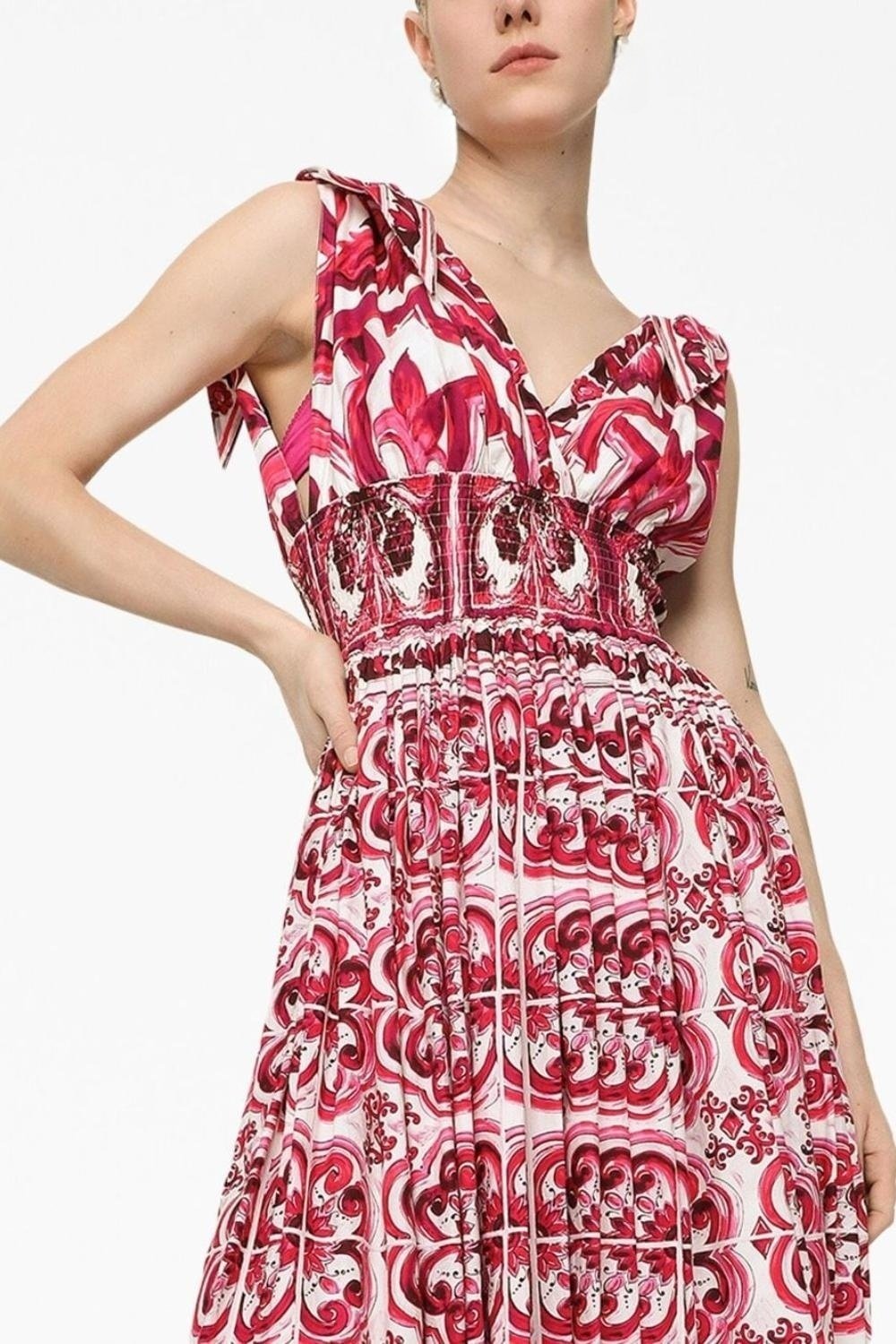 Barbara® | Printed maxi dress with tied straps