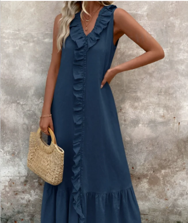 Sophie | Elegant Maxi Plissé Dress for Women