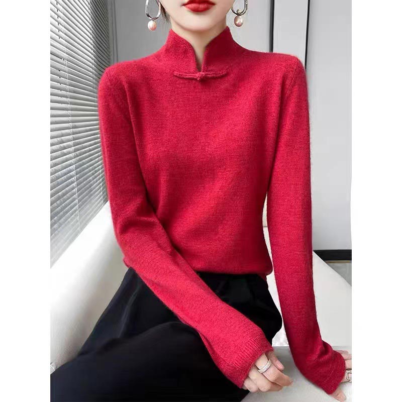 Casandra® | Elegant women's knitted sweater with stand-up collar