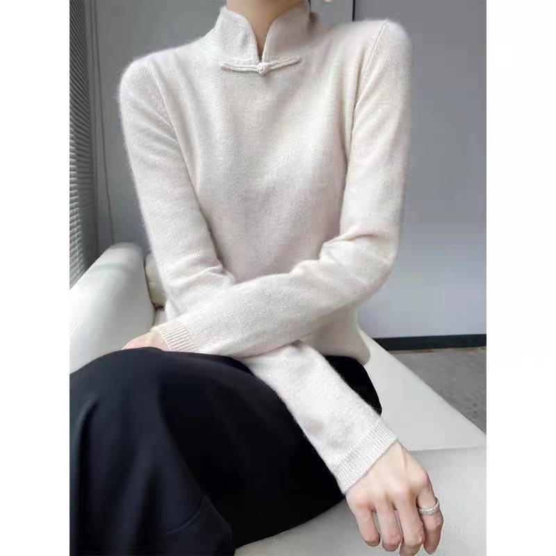 Casandra® | Elegant women's knitted sweater with stand-up collar
