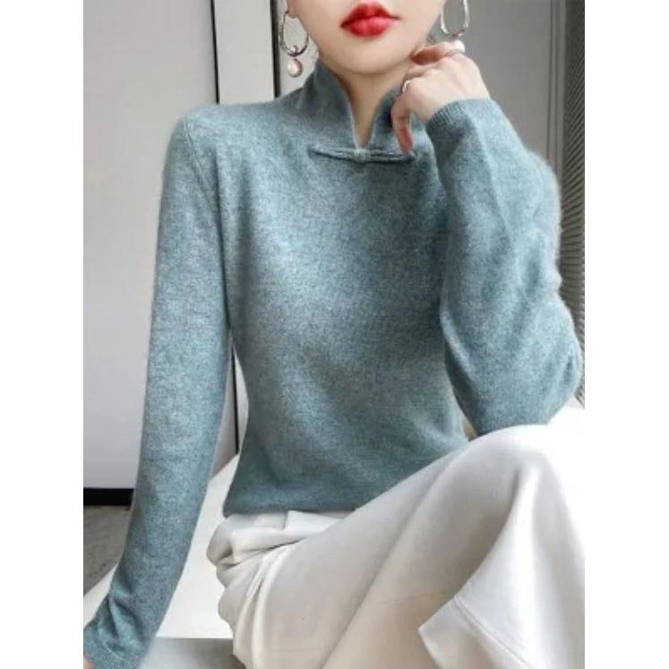 Casandra® | Elegant women's knitted sweater with stand-up collar
